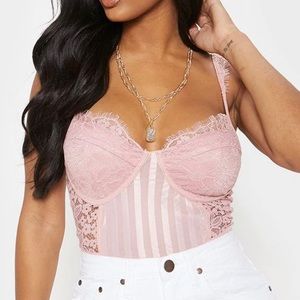 Pink lace bodysuit